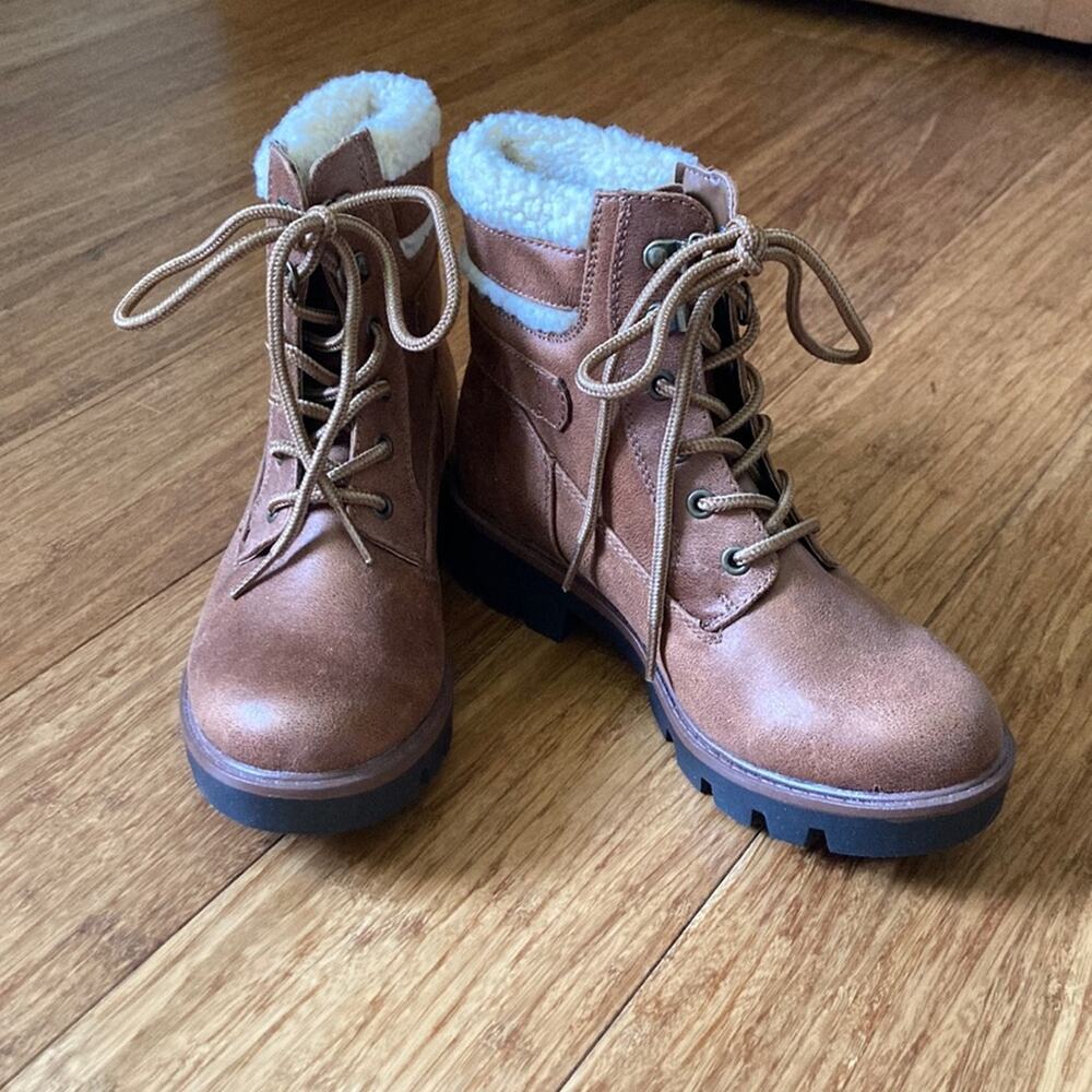 Cliffs Brown Faux Leather Boots, Size 5.5